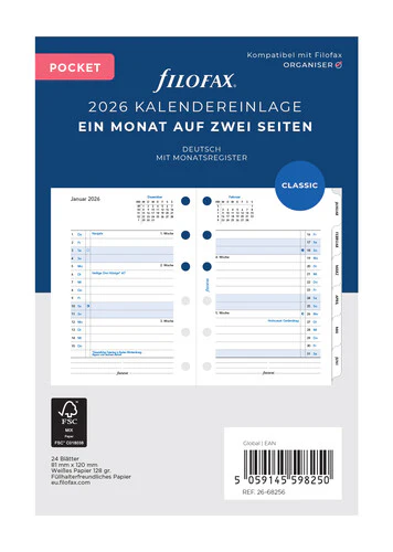 1 Monat / 2 Seiten deutsch Pocket 2026
