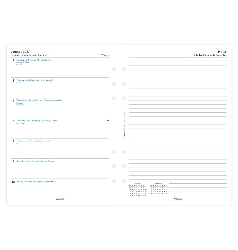 1 Woche / 1 Seite + 1 Seite Notizen multilingual A5 2027 - Image 4