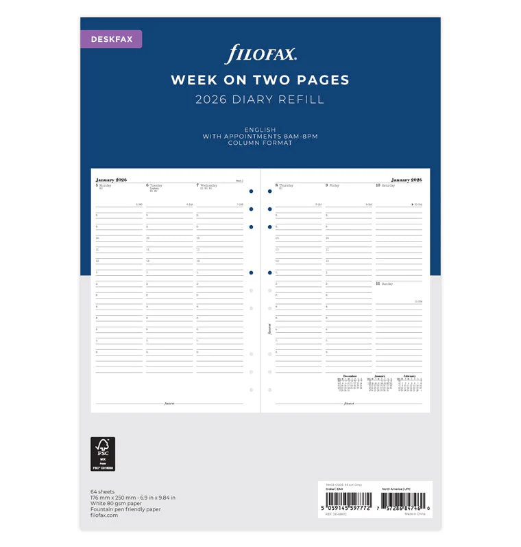 1 Woche / 2 Seiten englisch Deskfax 2026