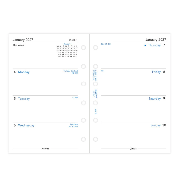 1 Woche / 2 Seiten englisch Pocket 2027 - Recyclingpapier - Image 4