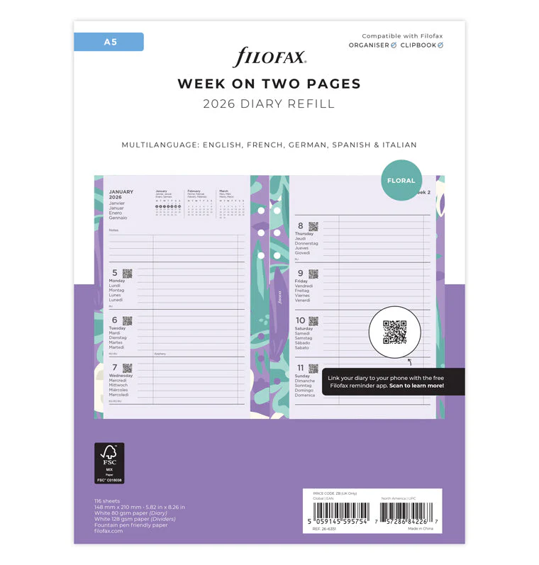 1 Woche / 2 Seiten Illustrated Diary Pack A5 2026