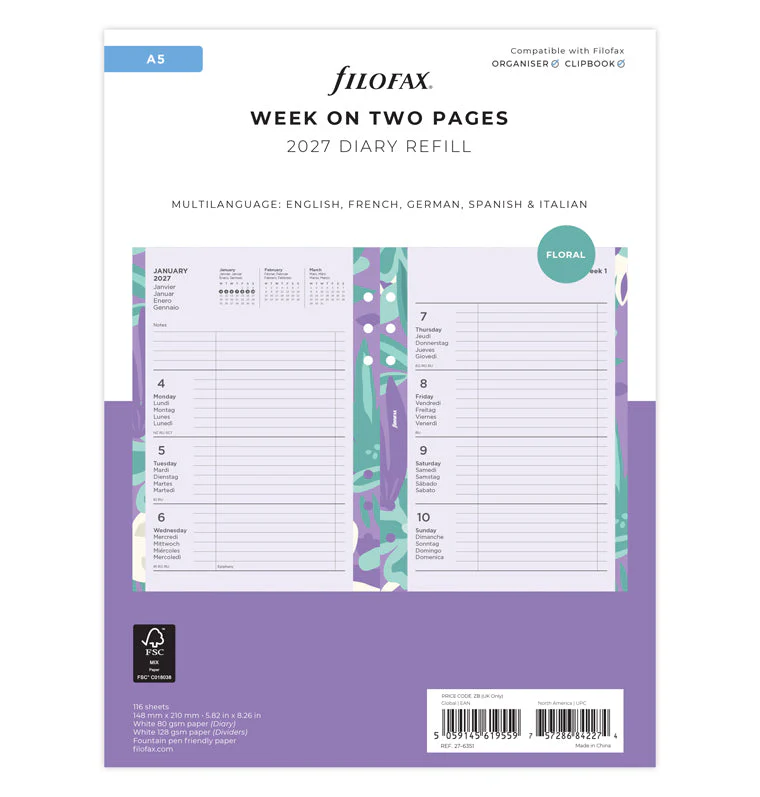 1 Woche / 2 Seiten Illustrated Diary Pack A5 2027