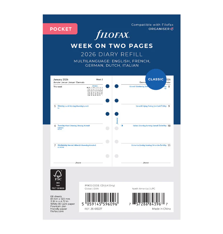 1 Woche / 2 Seiten multilingual Pocket 2026