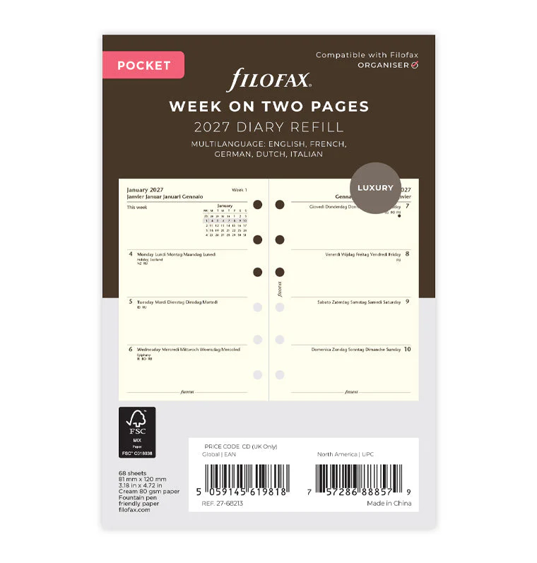 1 Woche / 2 Seiten multilingual Pocket 2027