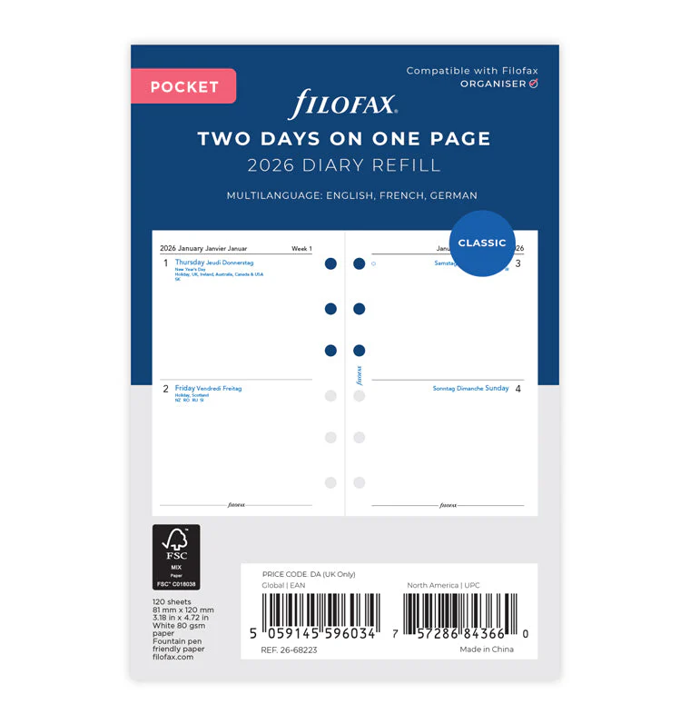 2 Tage / 1 Seite multilingual Pocket 2026