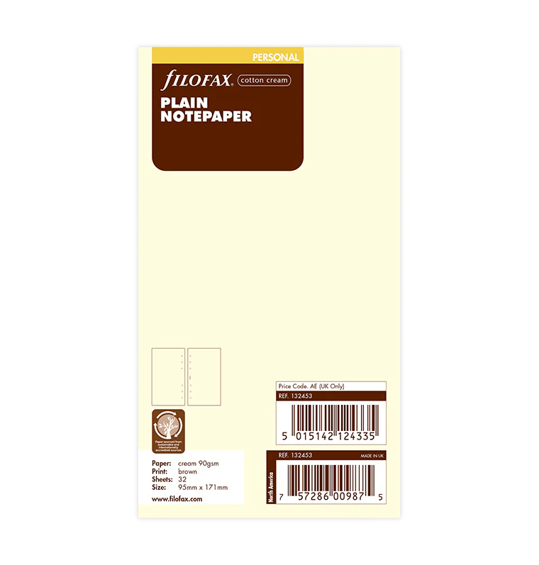 Notizpapier Cotton Cream blanko - Personal