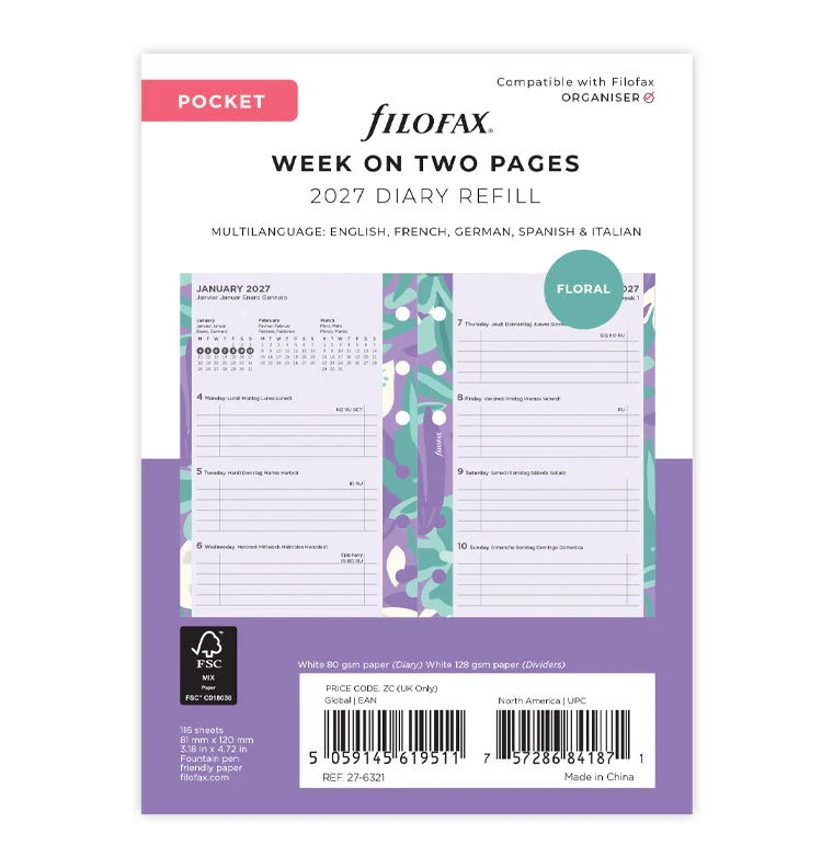 1 Woche / 2 Seiten Illustrated Diary Pack Pocket 2027