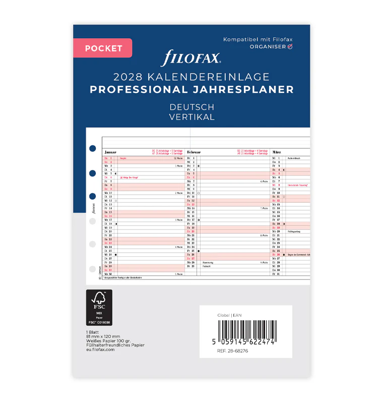Jahresplaner deutsch Pocket 2028