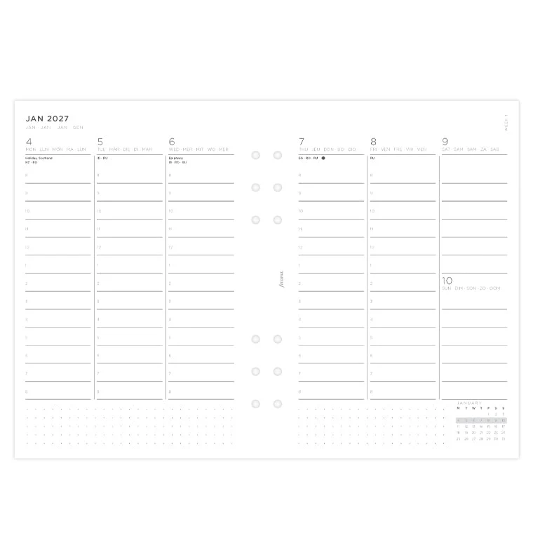 Minimal Kalender 1 Woche / 2 Seiten vertikal A5 2027 - Image 4