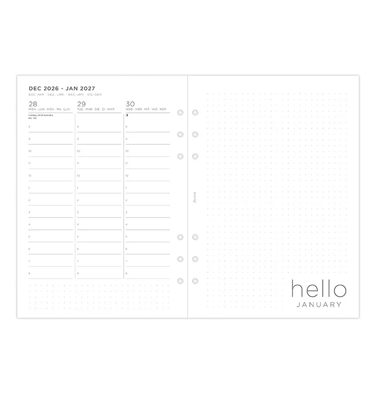 Minimal Kalender 1 Woche / 2 Seiten vertikal A5 2027 - Image 6
