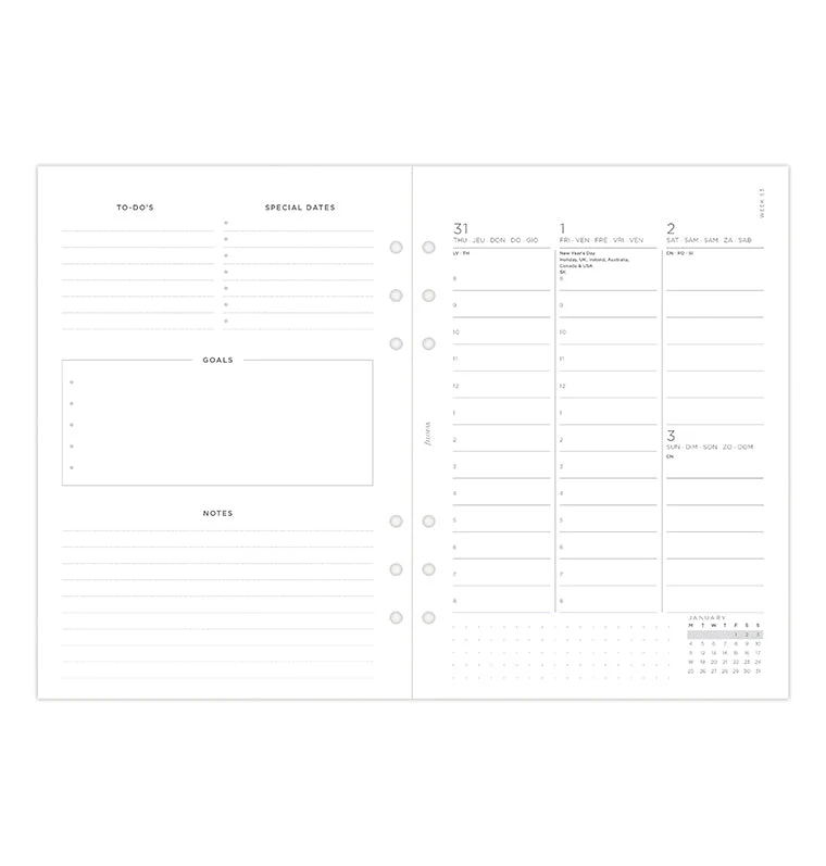 Minimal Kalender 1 Woche / 2 Seiten vertikal A5 2027 - Image 7