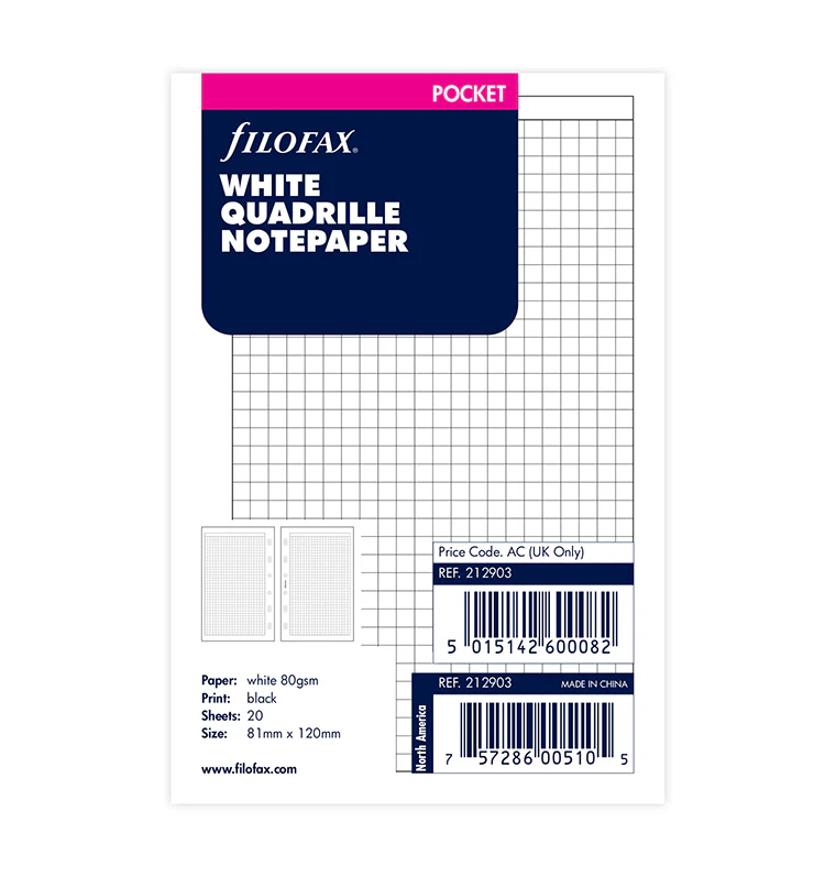 Notizpapier weiß kariert, 3mm - Pocket